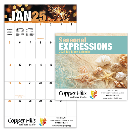 Custom Imprinted Calendar - Seasonal Expressions Big Block #7250