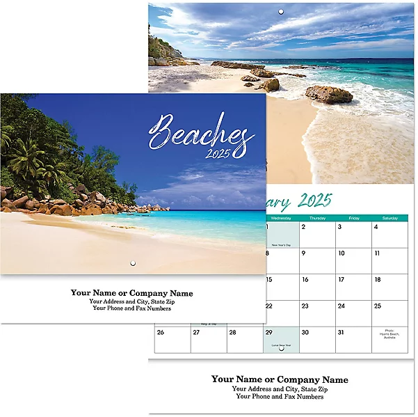Custom Imprinted Calendar - Beaches Stapled #3060
