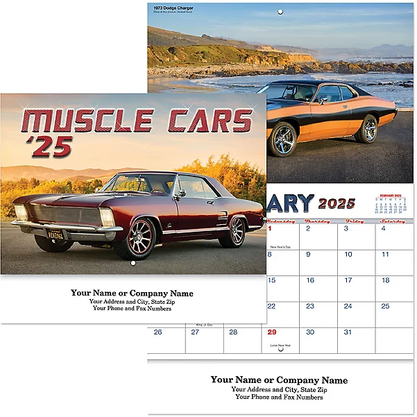 Custom Imprinted Calendar - Muscle Cars Stapled #3096