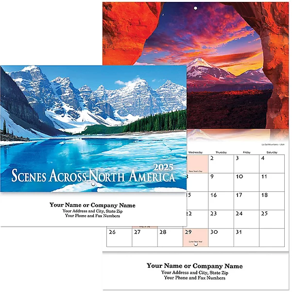 Custom Imprinted Calendar - Scenes Across North America Stapled #3099