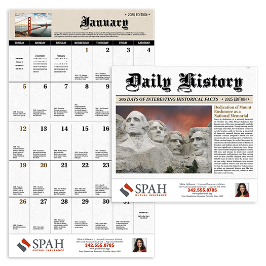 Custom Imprinted Calendar - Daily History #7252
