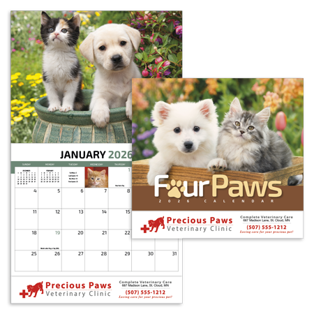 Custom Imprinted Calendar - Four Paws #810