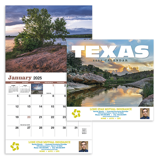 Custom Imprinted Calendar - Texas #836
