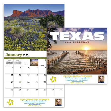 Custom Imprinted Calendar - Texas #836